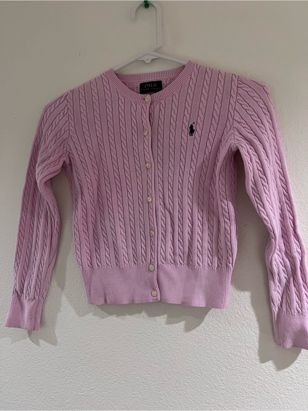 Polo by Ralph Lauren Light Pink Cable-Knit Cardigan